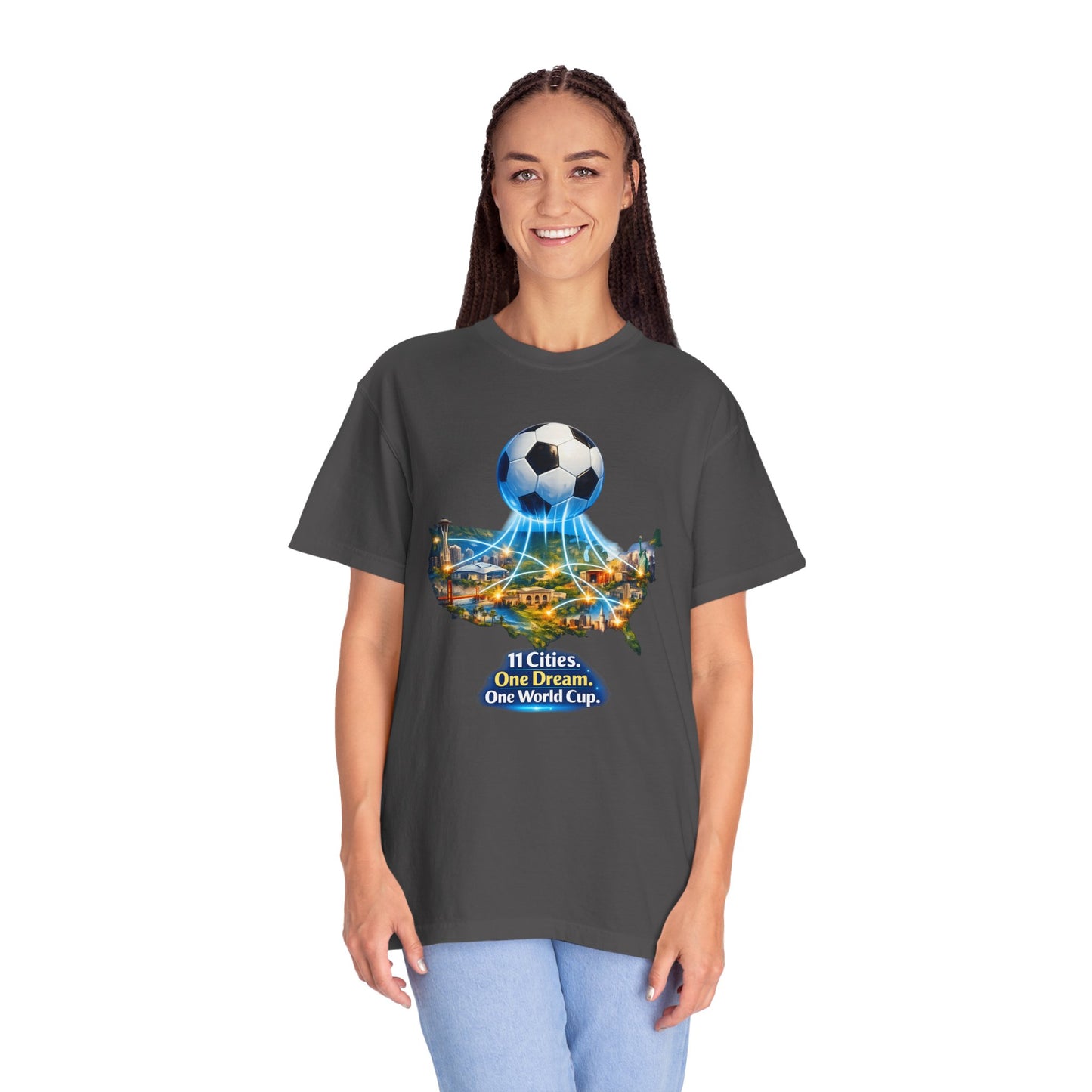 World Cup 2026 T-Shirt — "11 Cities. One Dream. One World Cup."