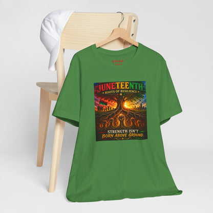 Juneteenth Roots of Resilience Tee — "Strength Isn't Born Above Ground"