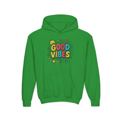 Kids Good Vibes Hoodie – Fun Graphic Sweatshirt with Positive Message, Cozy Casual Outfit, Birthday Gift for Children
