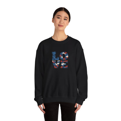 Patriotic Love Sweatshirt | Unisex Crewneck, Cozy Top for Celebrations, Gifts, Independence Day, Casual Style, Everyday Comfort