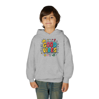 Kids Good Vibes Hoodie – Fun Graphic Sweatshirt with Positive Message, Cozy Casual Outfit, Birthday Gift for Children