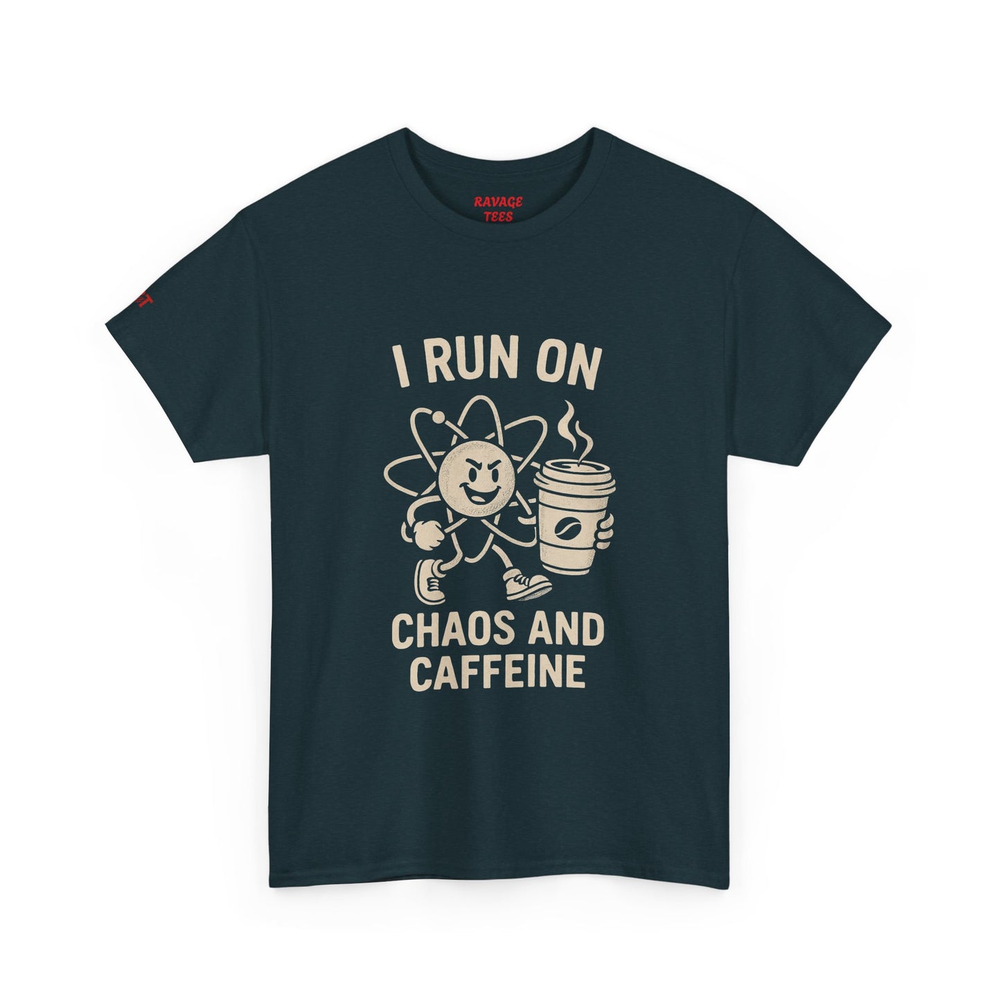 Coffee Lover's Unisex Tee - I Run on Chaos and Caffeine, Funny T-Shirt, Gift for Coffee Enthusiasts, Casual Wear, Relaxed Fit