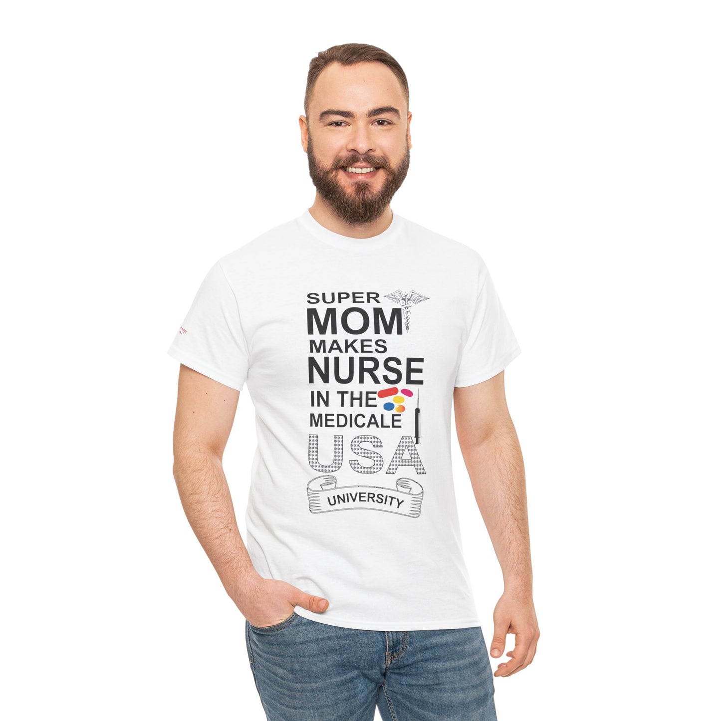 Super Mom Nurse Tee, Unisex Cotton T-Shirt for Nurses, Gift for Medical Professionals, Medical Field Apparel