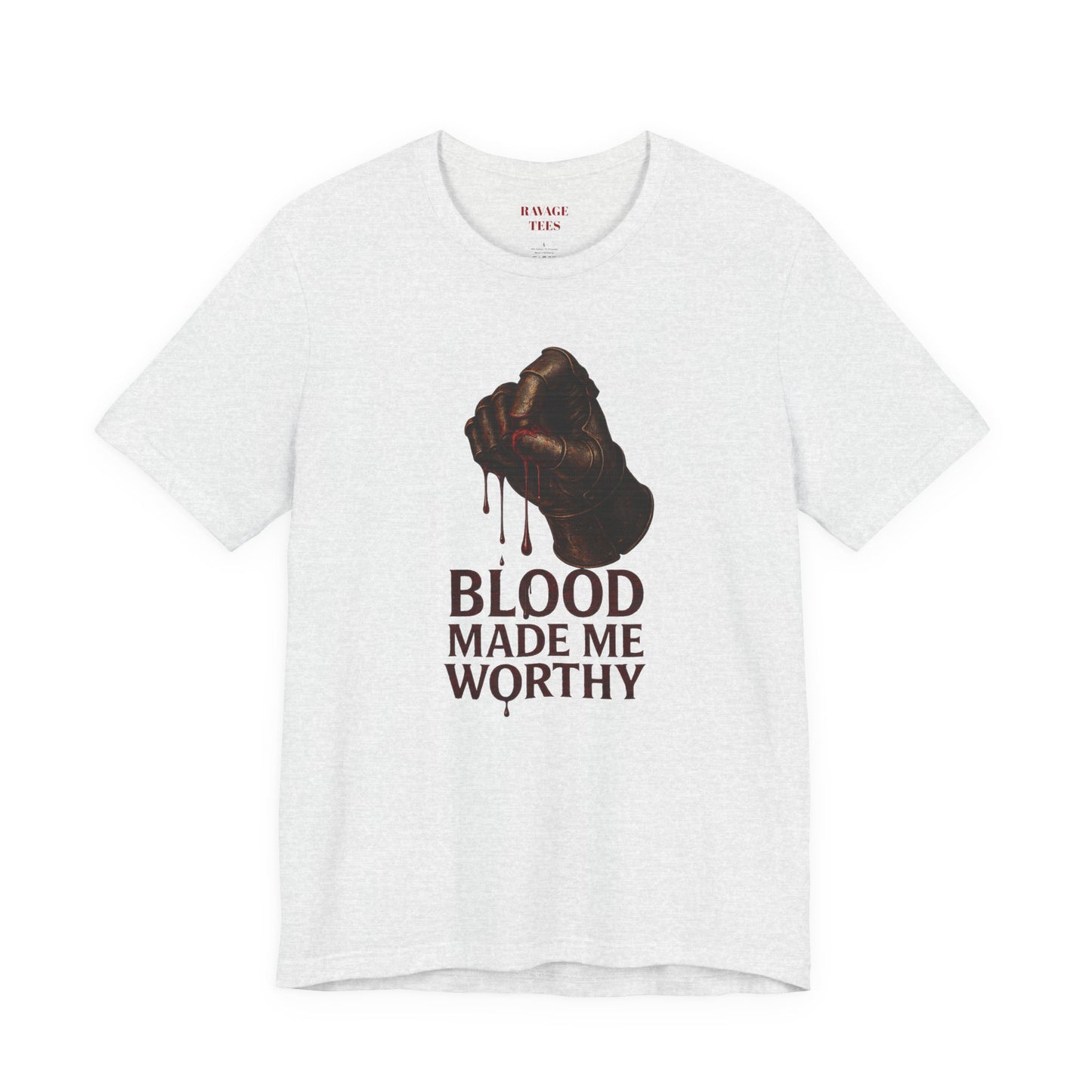 Blood Made Me Worthy T‑Shirt — Graphic Fist Design, Bold Faith & Empowerment Tee