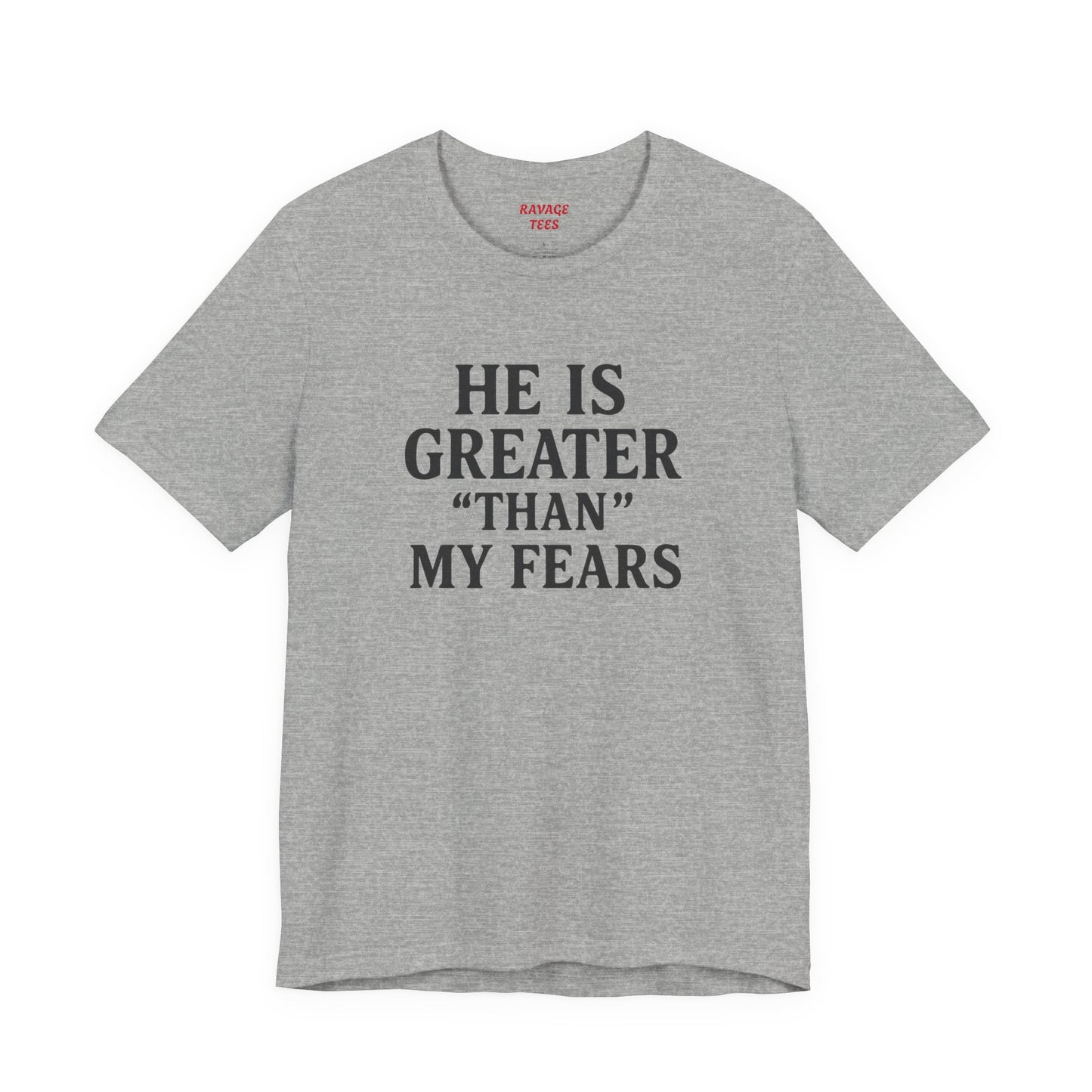 "He Is Greater Than My Fears" Christian Faith Cross T-Shirt