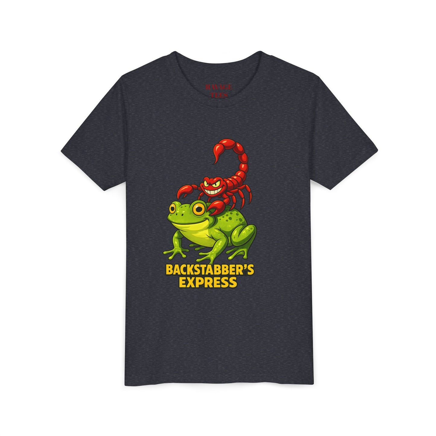Youth Tee - "Backstabber's Express" Frog & Scorpion Graphic