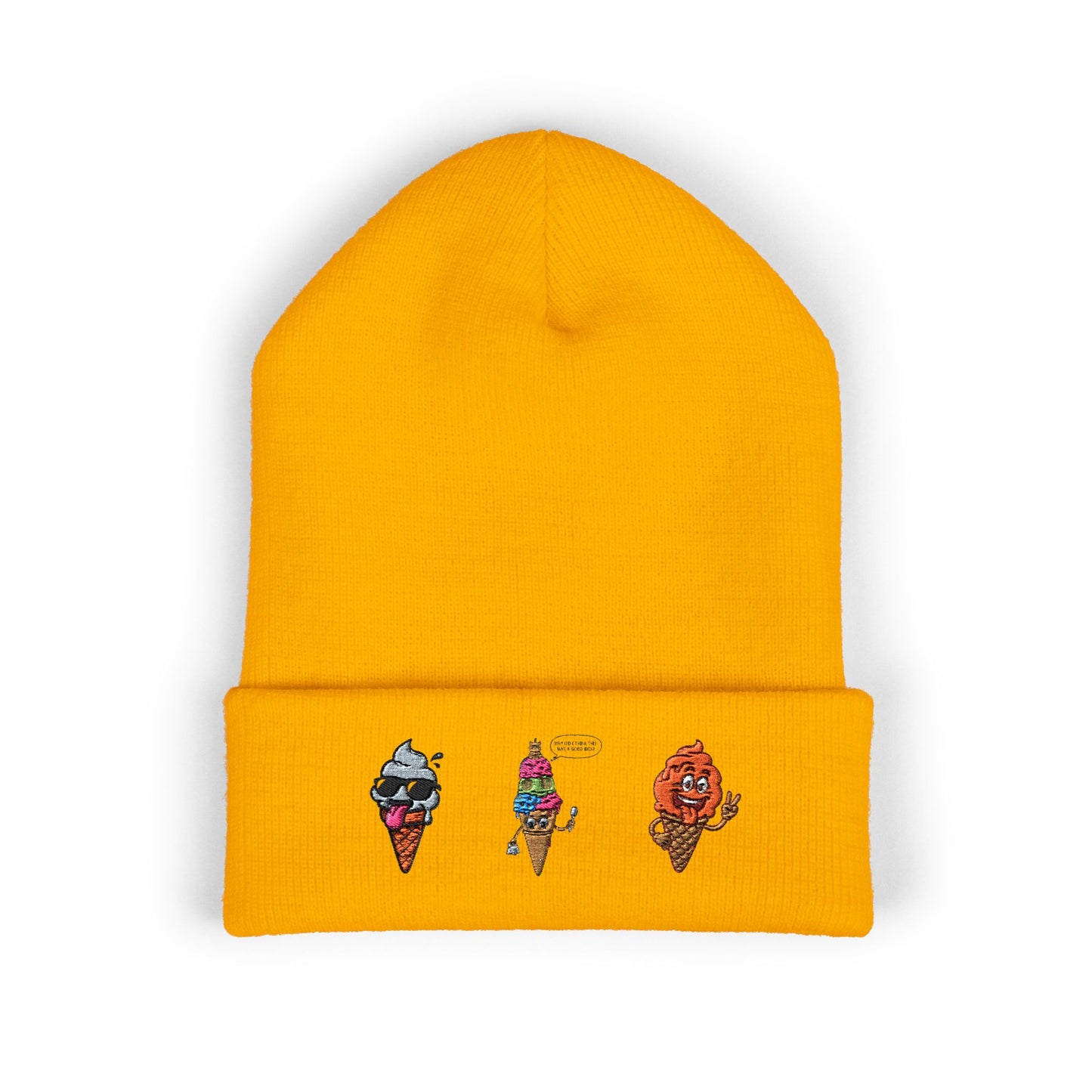 Ice Cream Cuffed Beanie with Fun Embroidery