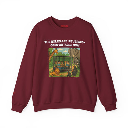 Reversal of Roles-Fun Animal Crewneck Sweatshirt, Unisex Sweatshirt