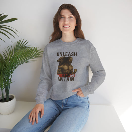 Unleash the Ravage Within  – Unisex French Terry Sweatshirt, Cozy Fall Casual Wear, Gamer Gift, Comfortable Everyday Apparel