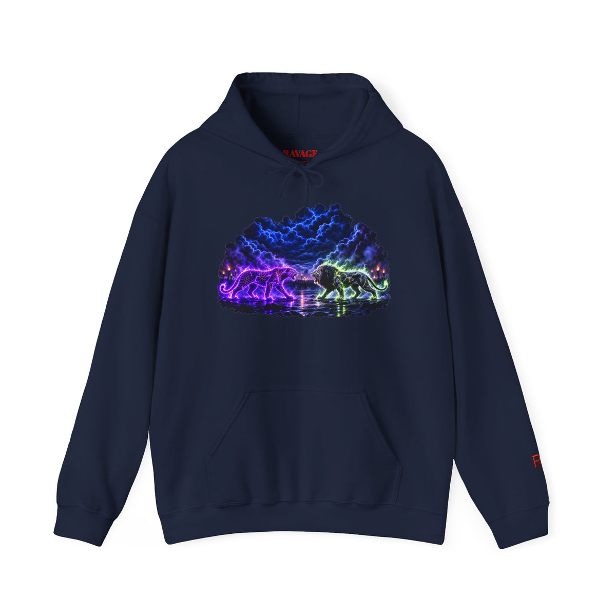 Neon Nebula Predator Clash Graphic Graphic Hoodie