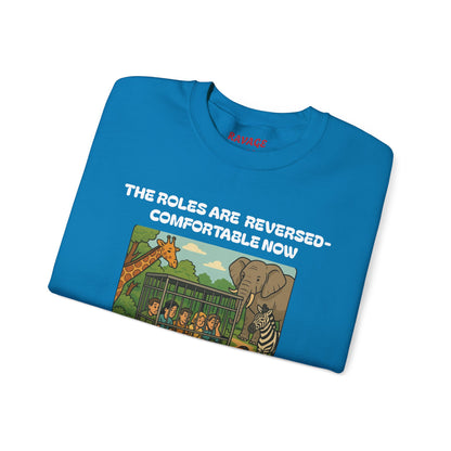 Reversal of Roles-Fun Animal Crewneck Sweatshirt, Unisex Sweatshirt