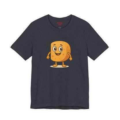 Happy Cheesy Square Character T-Shirt | Cute Cartoon Cheese Tee
