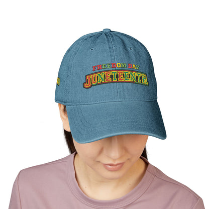 Juneteenth Freedom Day Embroidered Denim Hat