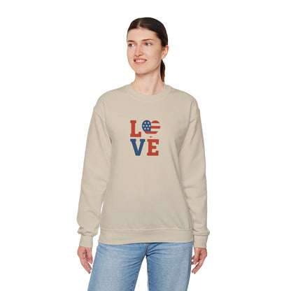 Patriotic Love Sweatshirt | Unisex Crewneck, Cozy Top for Celebrations, Gifts, Independence Day, Casual Style, Everyday Comfort