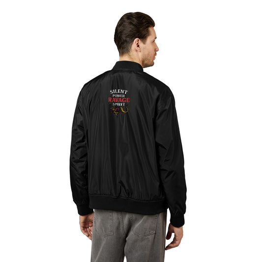 Silent Power Embroidered Bomber Jacket | Sustainable Streetwear