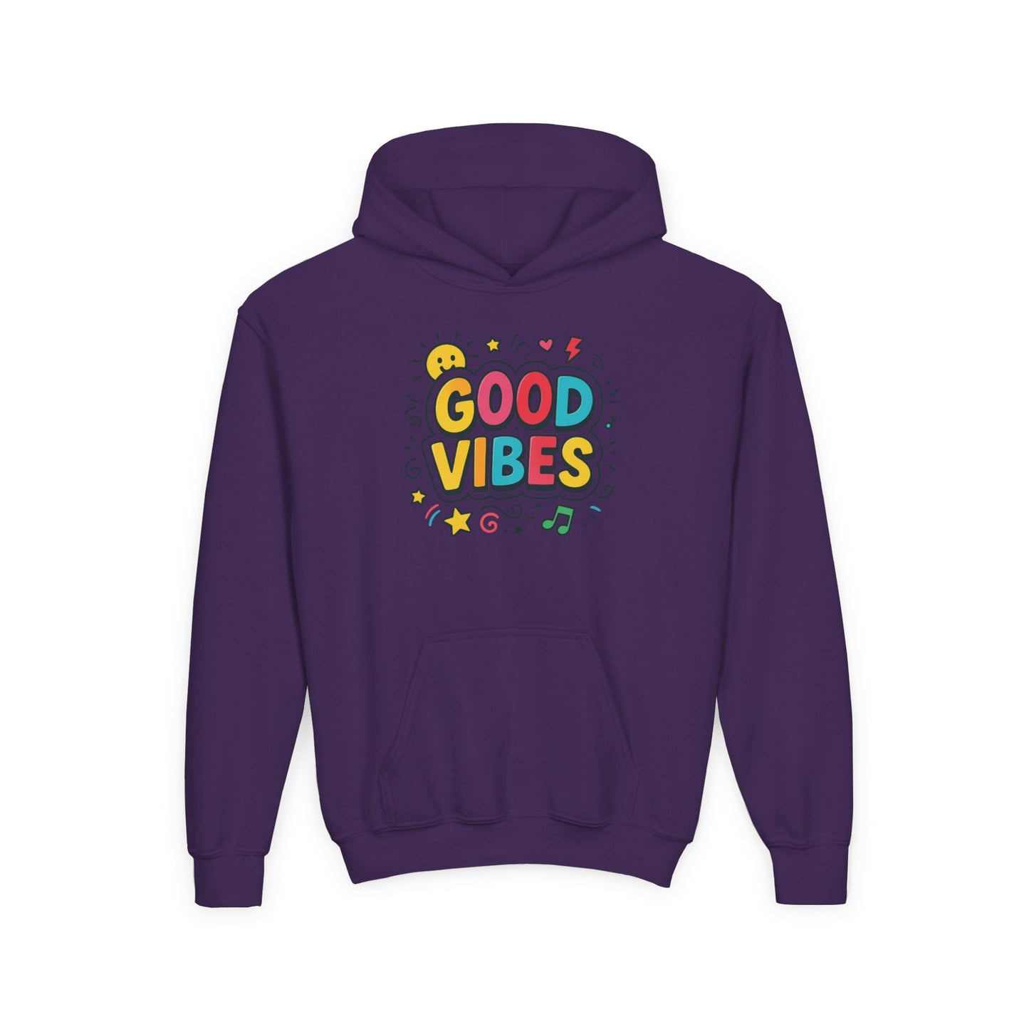 Kids Good Vibes Hoodie – Fun Graphic Sweatshirt with Positive Message, Cozy Casual Outfit, Birthday Gift for Children