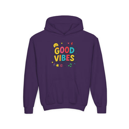 Kids Good Vibes Hoodie – Fun Graphic Sweatshirt with Positive Message, Cozy Casual Outfit, Birthday Gift for Children