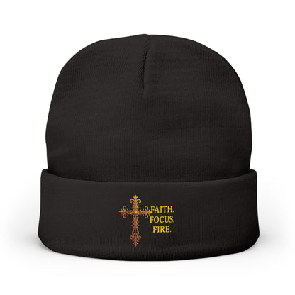 Embroidered Faith Beanie - Cozy Knit Hat for Winter, Inspirational Accessory, Unisex, Gift for Believers, Fashionable Headwear