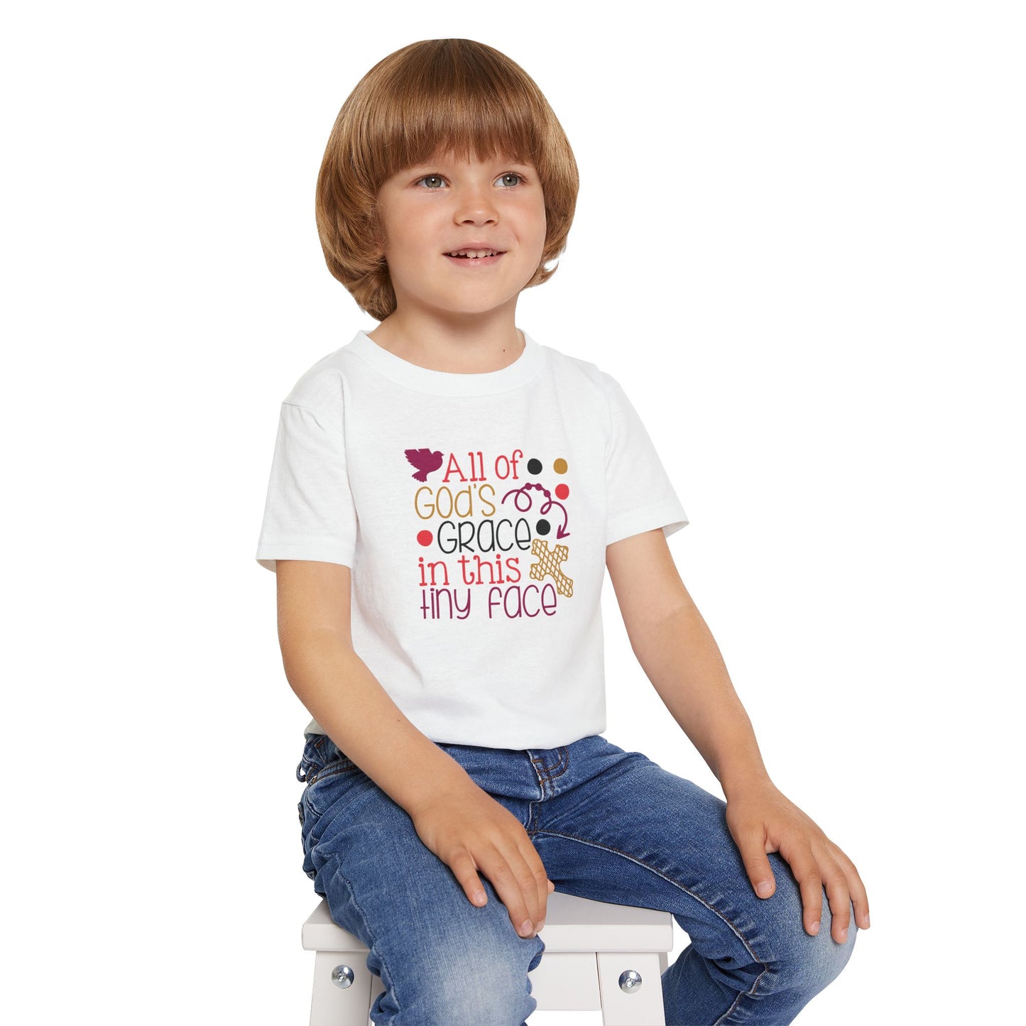 Toddler T-Shirt — "All of God's Grace in This Tiny Face" Cute Faith Baby Tee