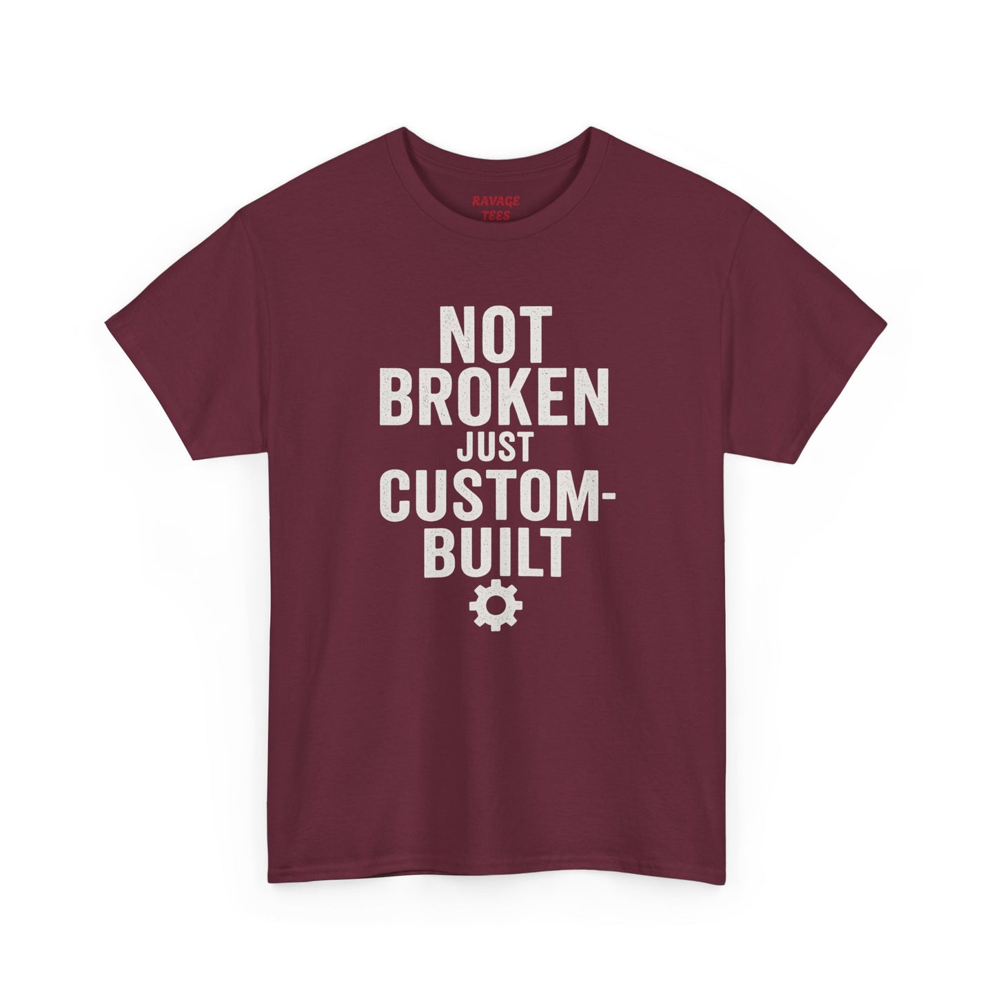 “Not Broken Just Custom-Built | Unisex Graphic Tee – Garage Edition