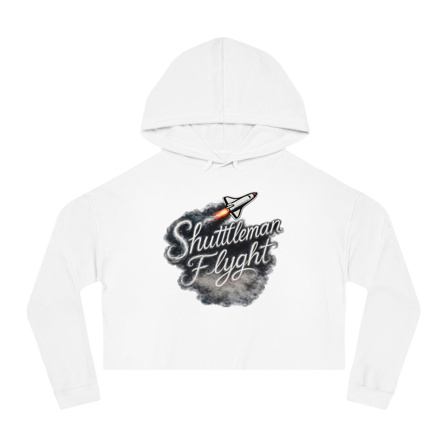 Cropped Hoodie - "Shuttleman Flight" Rocket Graphic