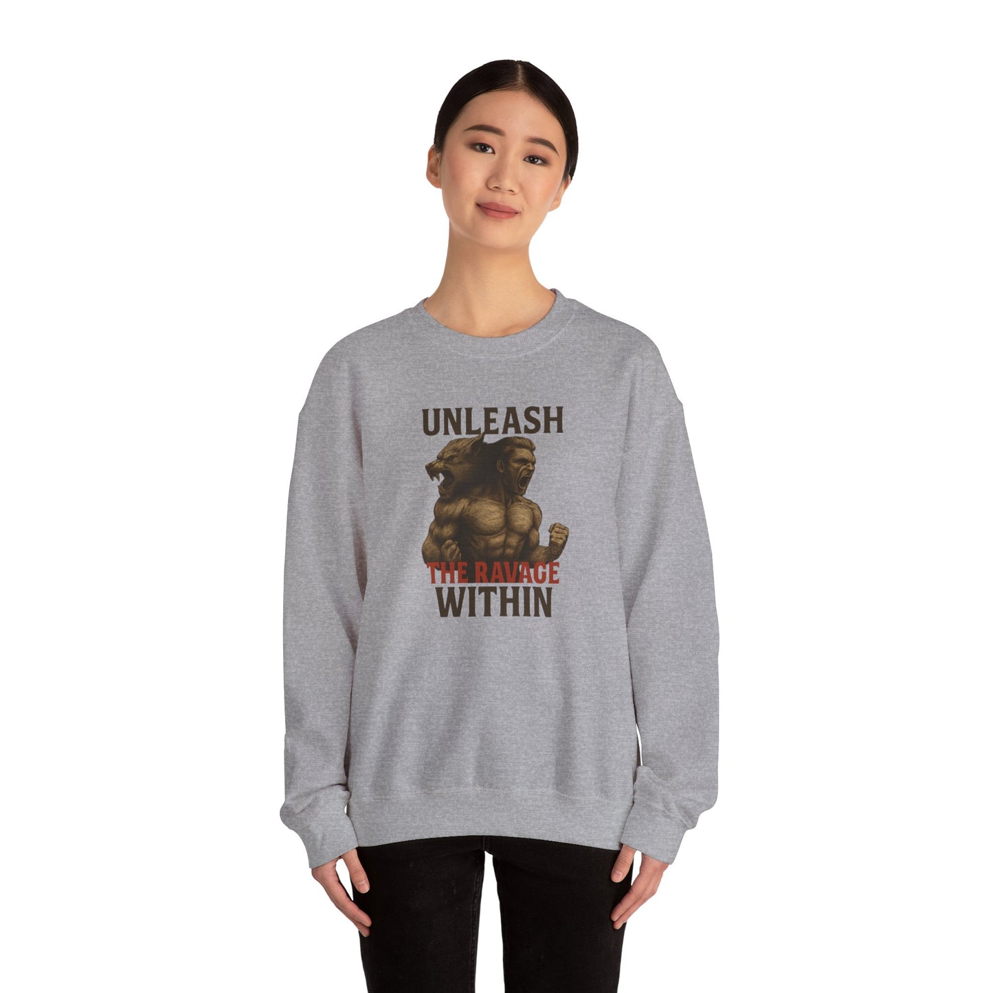 Unleash the Ravage Within  – Unisex French Terry Sweatshirt, Cozy Fall Casual Wear, Gamer Gift, Comfortable Everyday Apparel