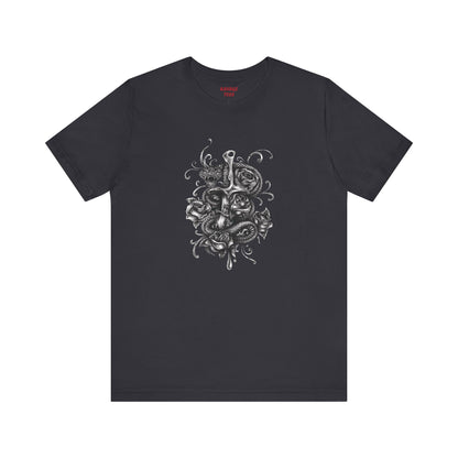 Snake & Dagger Tee: Edgy Unisex Tattoo-Style Graphic Shirt