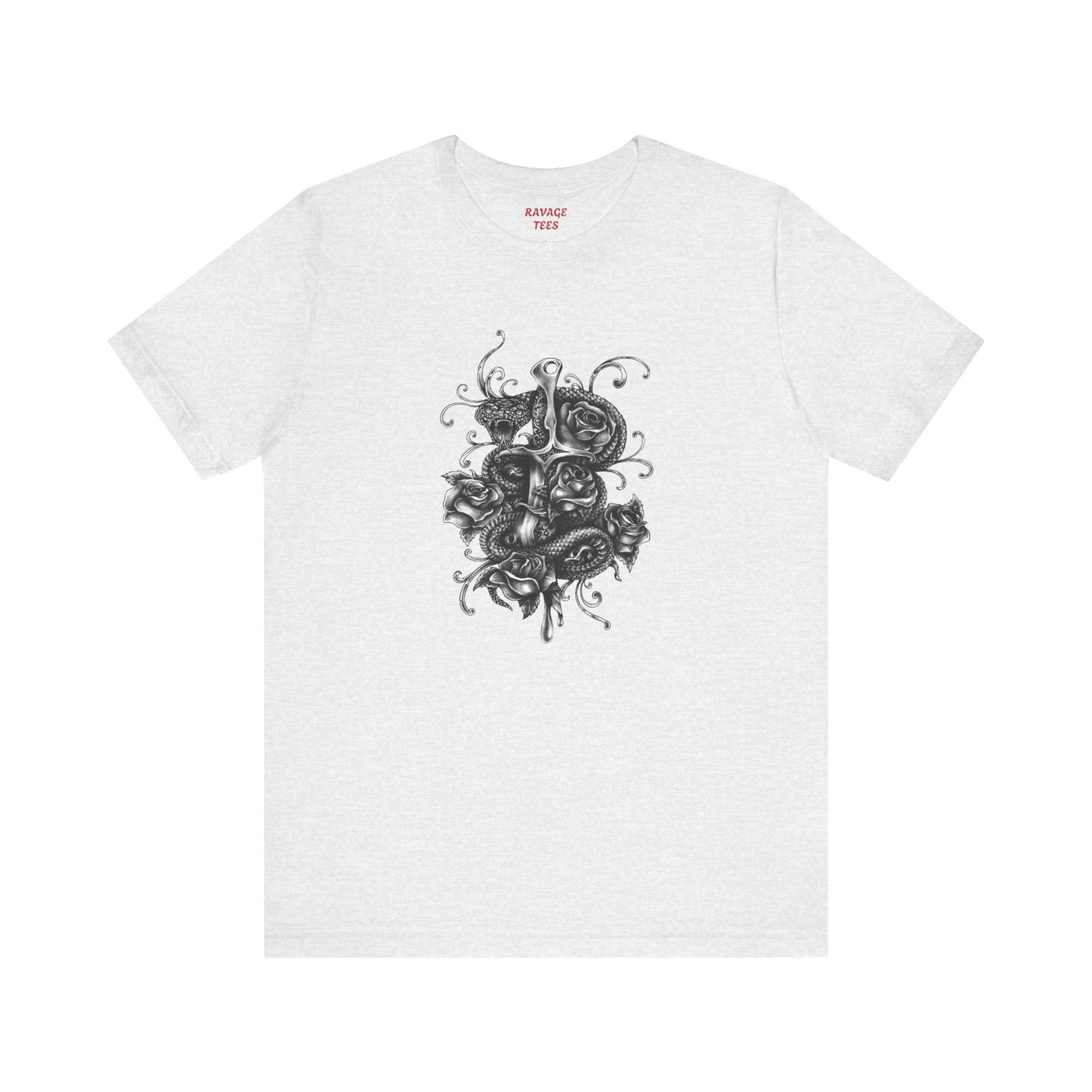 Snake & Dagger Tee: Edgy Unisex Tattoo-Style Graphic Shirt