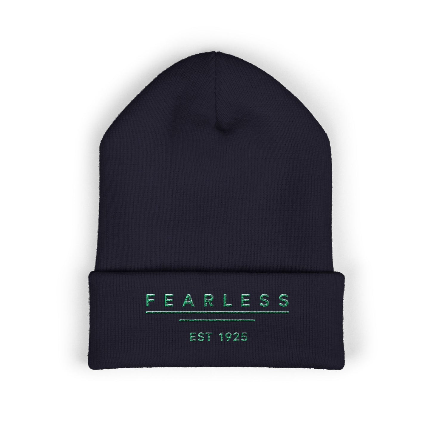 Fearless Embroidered Cuffed Beanie — Minimal Vintage 'EST 1925' Knit Hat