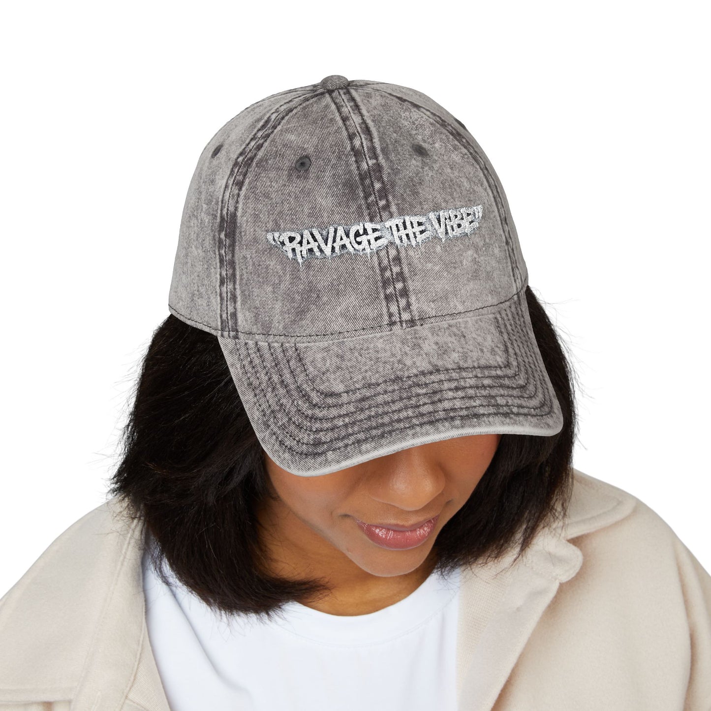 Vintage Embroidered Cap - "RAVAGE THE VIBE"