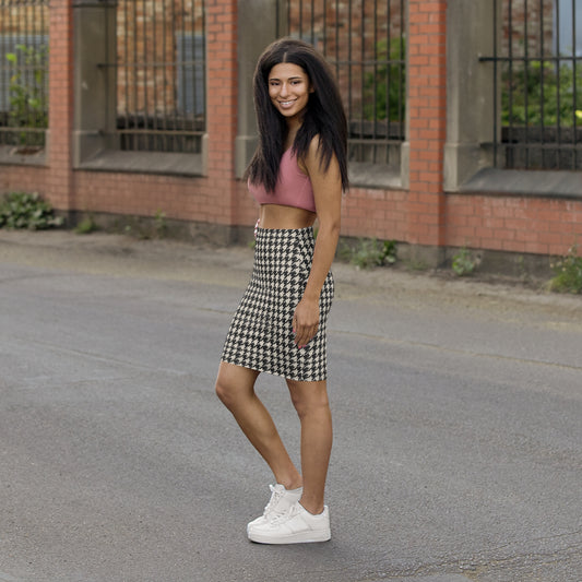 Chic Houndstooth Pencil Skirt, Stylish Women's Skirt, Office Wear, Casual Outfit, Date Night, Trendy Fashion