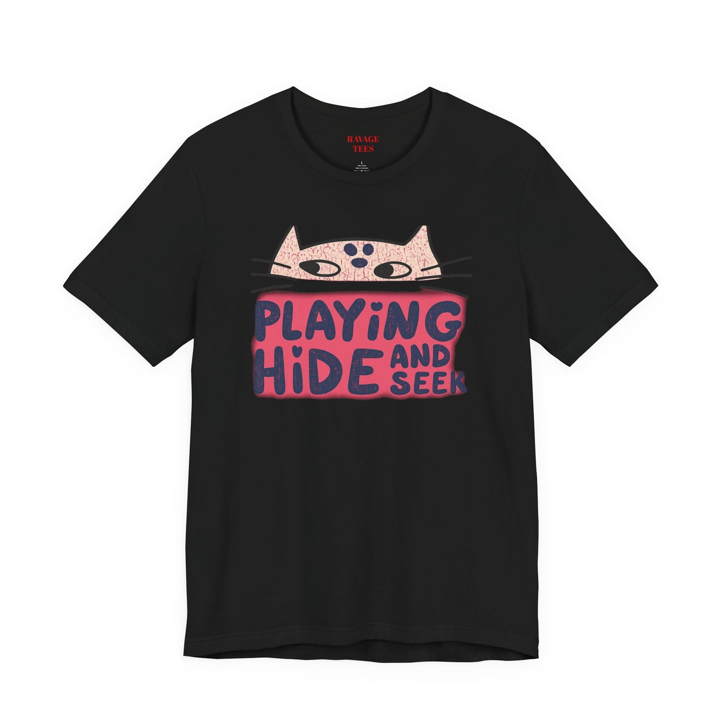 Playing Hide and Seek Cat T-Shirt — Cute Graphic Tee for Cat Lovers