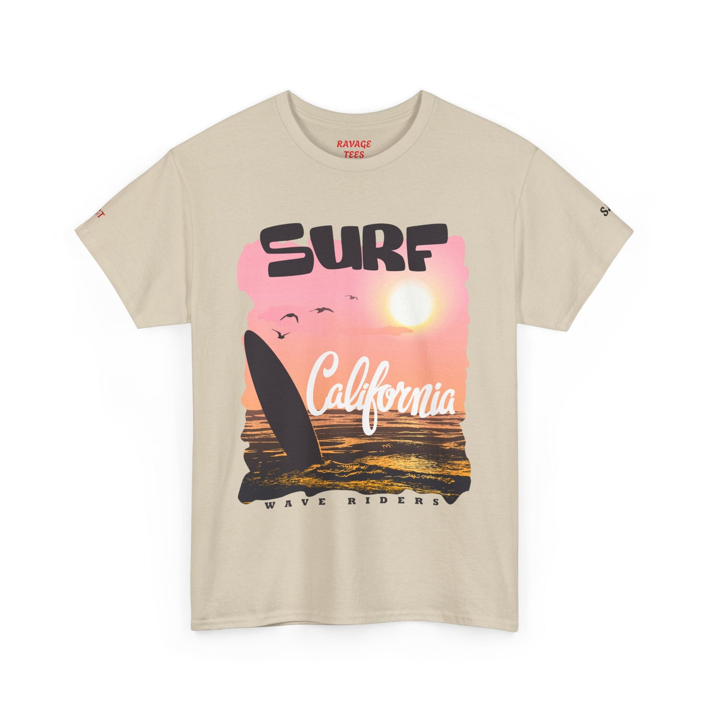 California Surf Unisex Heavy Cotton Tee, Summer Vibes T-Shirt, Beach Life Shirt, Surfing Gift, Vacation Wear, Casual Apparel