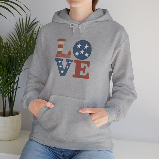 Unisex Hooded Sweatshirt with 'LOVE' Design - Cozy Gift for Friends, Valentine's Day, Casual Wear, Relaxation, Everyday Use