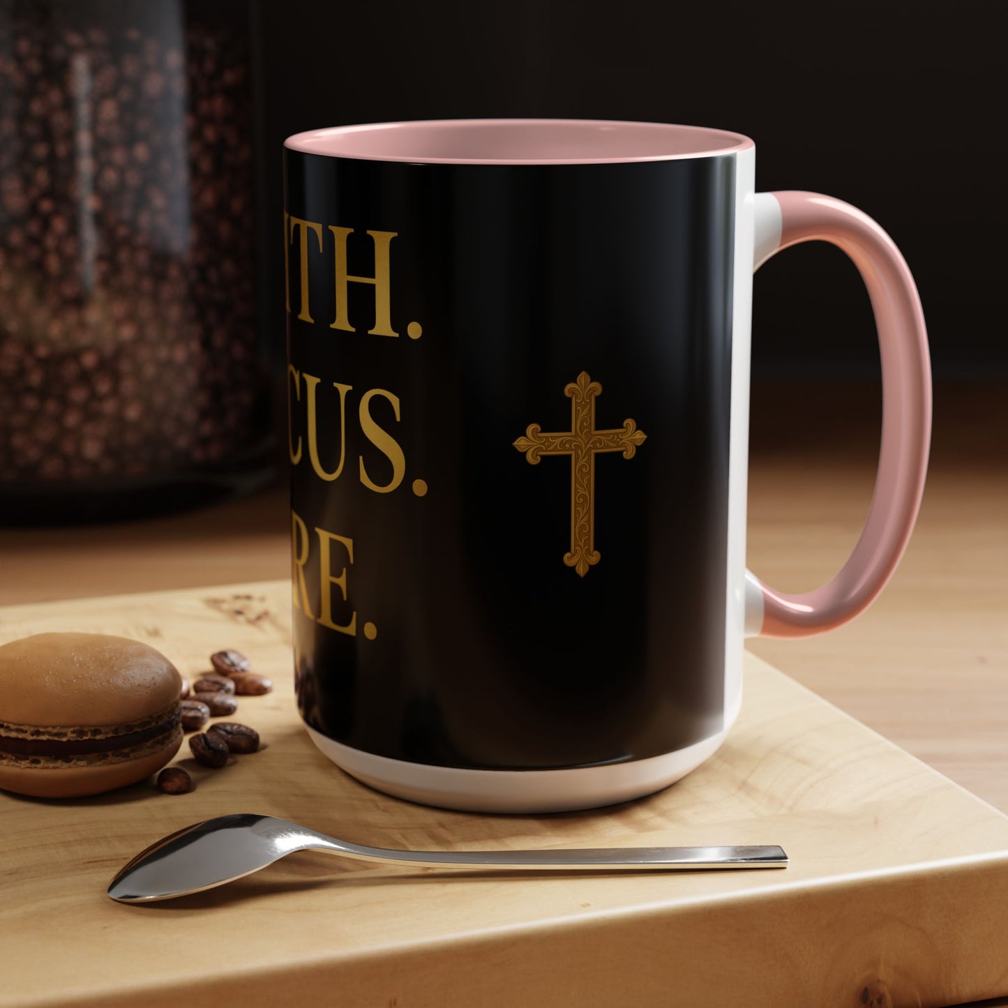 Faith-Inspired Coffee Mug - Motivational Black Mug for Daily Inspiration, Gift for Christians, Office Decor, Home Beverage
