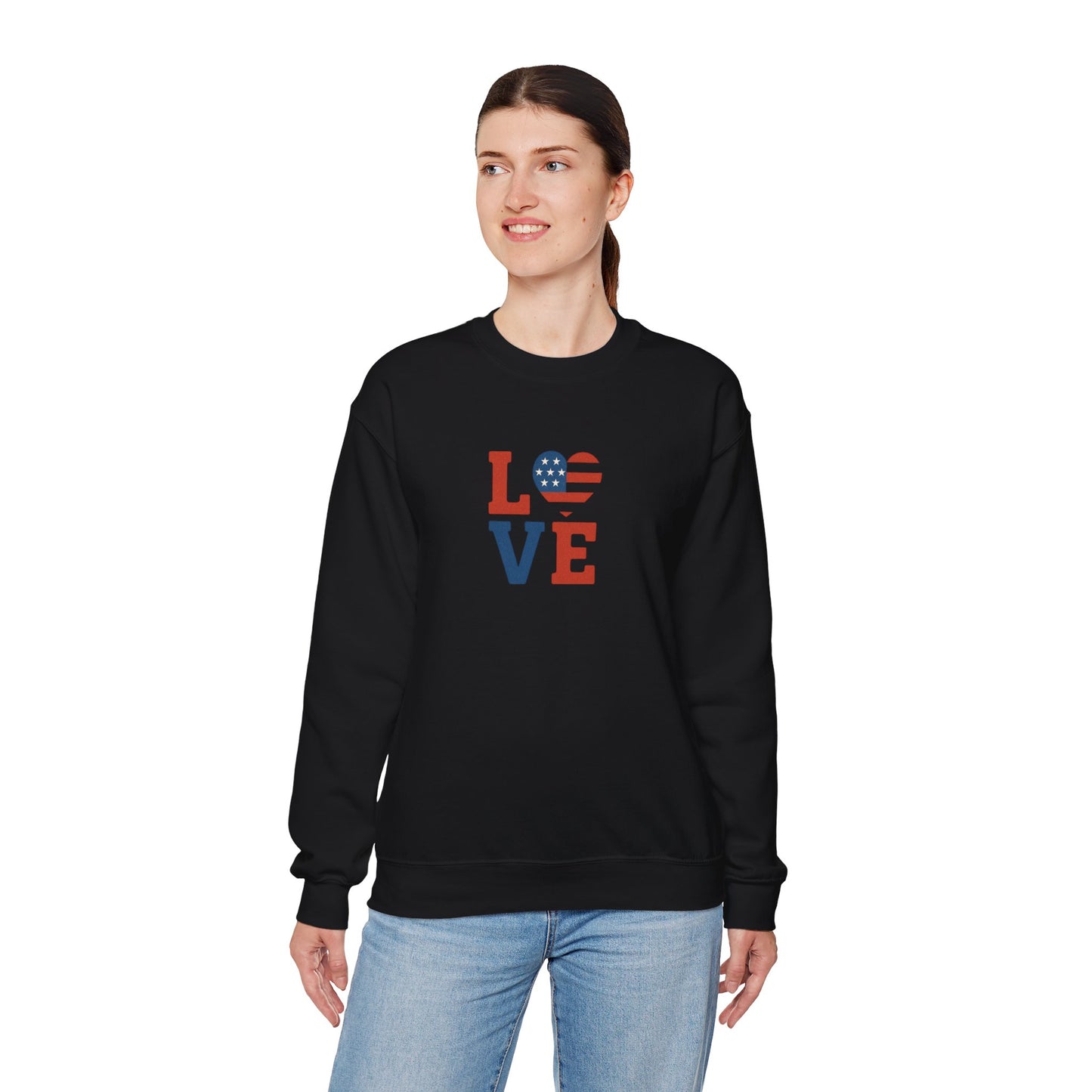 Patriotic Love Sweatshirt | Unisex Crewneck, Cozy Top for Celebrations, Gifts, Independence Day, Casual Style, Everyday Comfort
