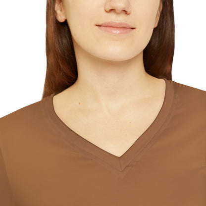 Caramel V-Neck Shirt | Women’s Long Sleeve Casual Top