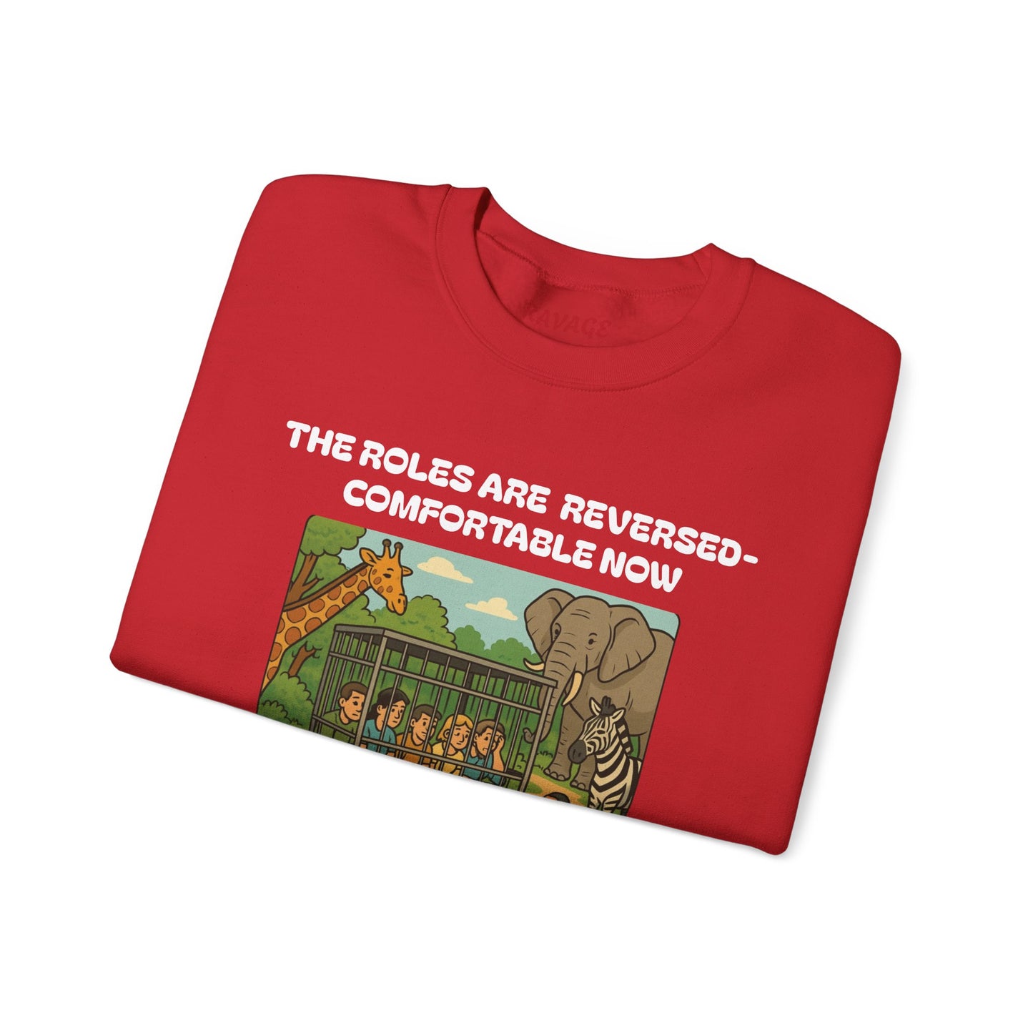 Reversal of Roles-Fun Animal Crewneck Sweatshirt, Unisex Sweatshirt