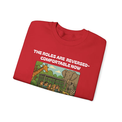 Reversal of Roles-Fun Animal Crewneck Sweatshirt, Unisex Sweatshirt