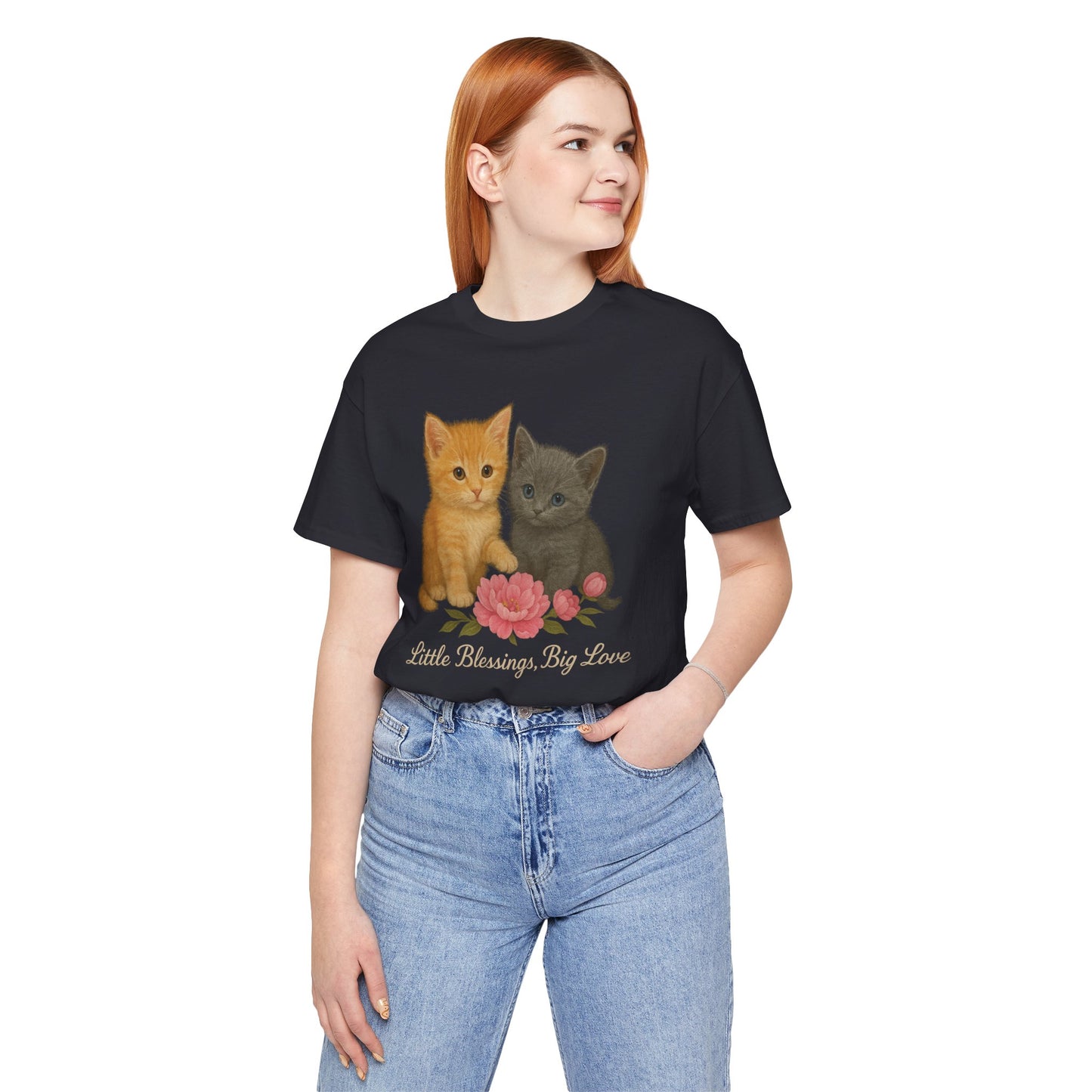 Cute Cat Graphic Tee, Casual Unisex Shirt