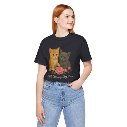 Cute Cat Graphic Tee, Casual Unisex Shirt