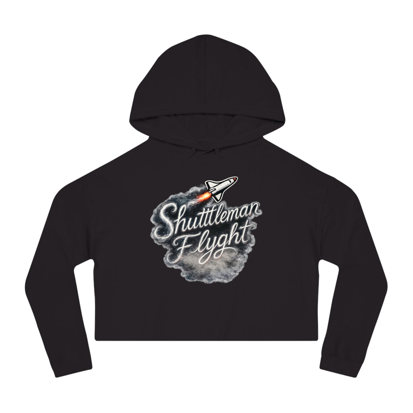Cropped Hoodie - "Shuttleman Flight" Rocket Graphic