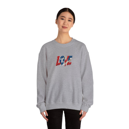 Patriotic Love Sweatshirt | Unisex Crewneck, Cozy Top for Celebrations, Gifts, Independence Day, Casual Style, Everyday Comfort