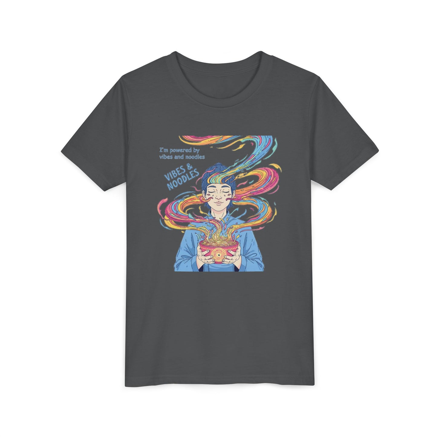Vibes & Noodles Youth Tee, Cute Kid's T-Shirt, Fun Graphic Tee, Colorful Short Sleeve Shirt, Gift for Kids, Summer Outfit