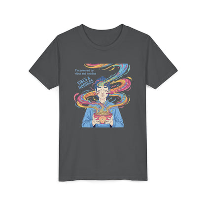 Vibes & Noodles Youth Tee, Cute Kid's T-Shirt, Fun Graphic Tee, Colorful Short Sleeve Shirt, Gift for Kids, Summer Outfit