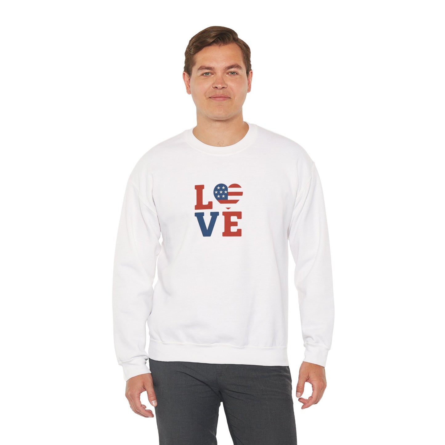 Patriotic Love Sweatshirt | Unisex Crewneck, Cozy Top for Celebrations, Gifts, Independence Day, Casual Style, Everyday Comfort