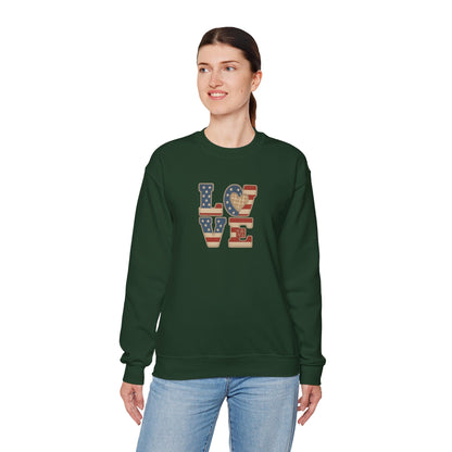 Patriotic Love Sweatshirt | Unisex Crewneck, Cozy Top for Celebrations, Gifts, Independence Day, Casual Style, Everyday Comfort