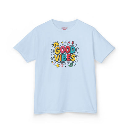 Kids Good Vibes T-Shirt – Fun Graphic Tee with Positive Message, Cool Summer Outfit, Birthday Gift for Children