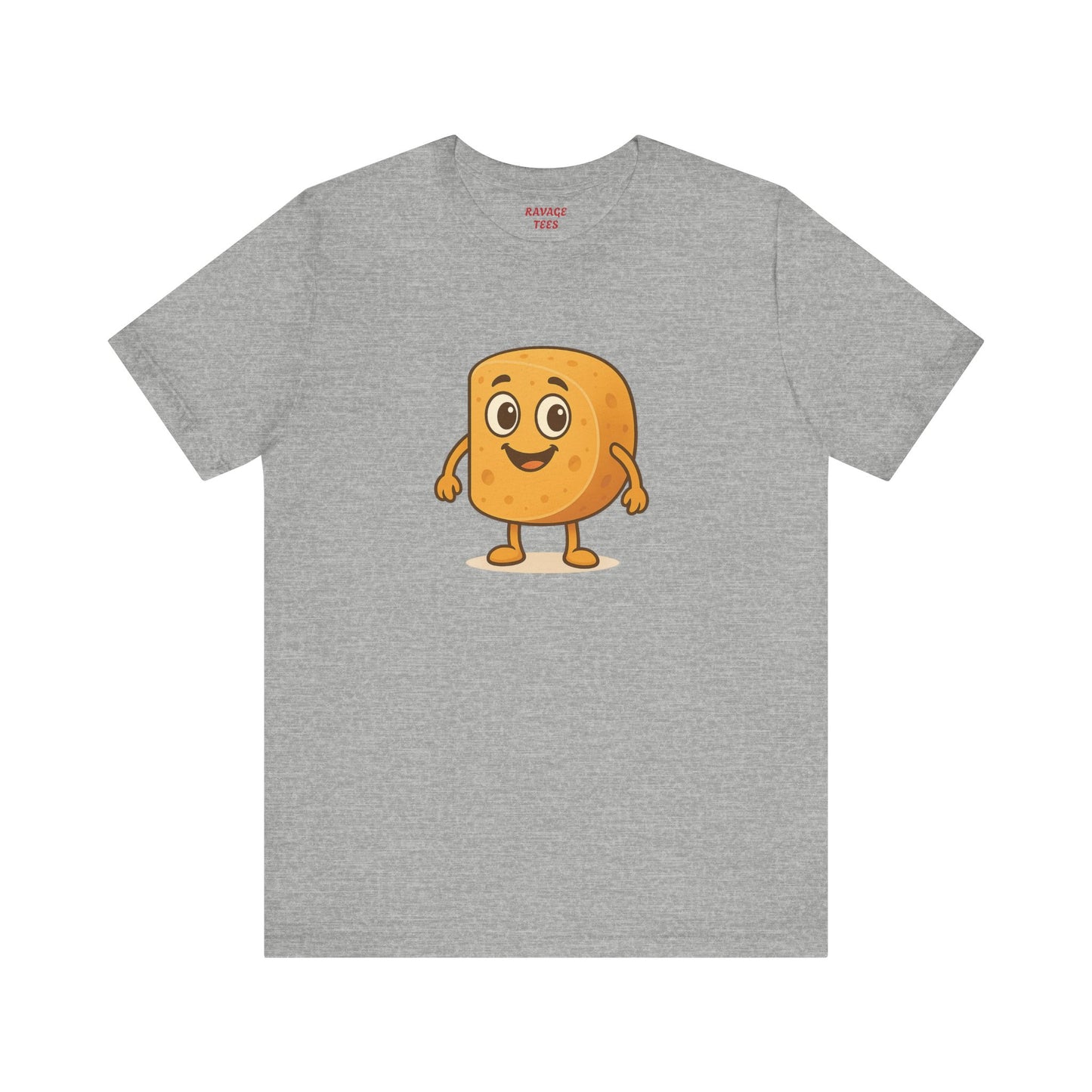 Happy Cheesy Square Character T-Shirt | Cute Cartoon Cheese Tee