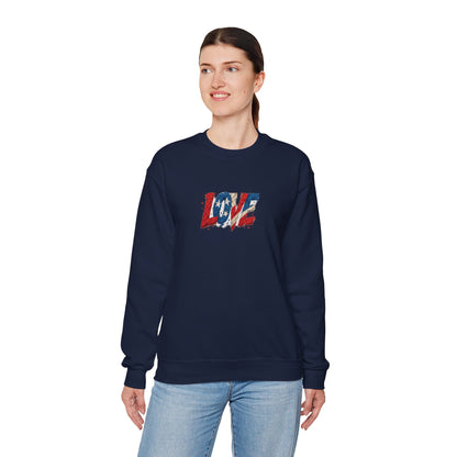 Patriotic Love Sweatshirt | Unisex Crewneck, Cozy Top for Celebrations, Gifts, Independence Day, Casual Style, Everyday Comfort